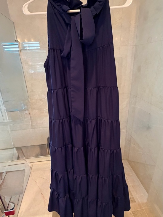 Dresses & Skirts - Navy Tiered Maxi Dress with Neck Tie - Boutique - never worn